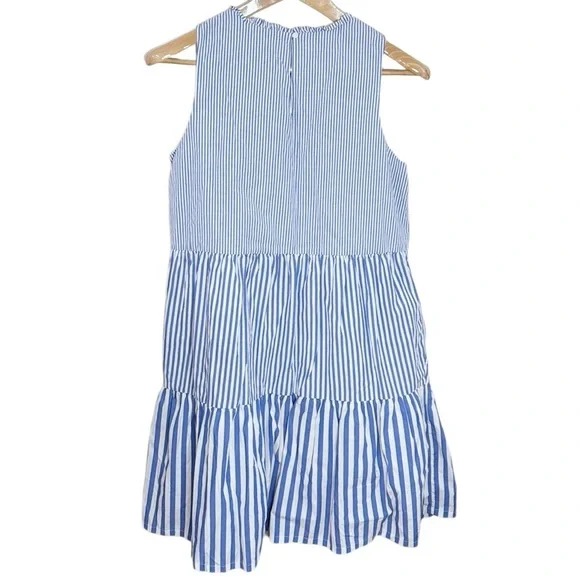 J Crew Factory Striped sleeveless tiered mini dress in cotton poplin size 6 - Picture 3 of 12